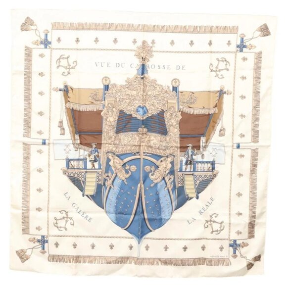 HERMES Carre 90 Scarf ""VUE DU CAROSSE DE LA GALERE LA REALE"" Silk Auth hk2694 - Picture 1 of 13